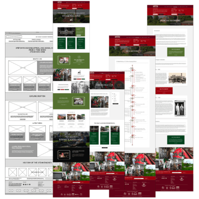 Crofton Beam Engines website wireframes and designs